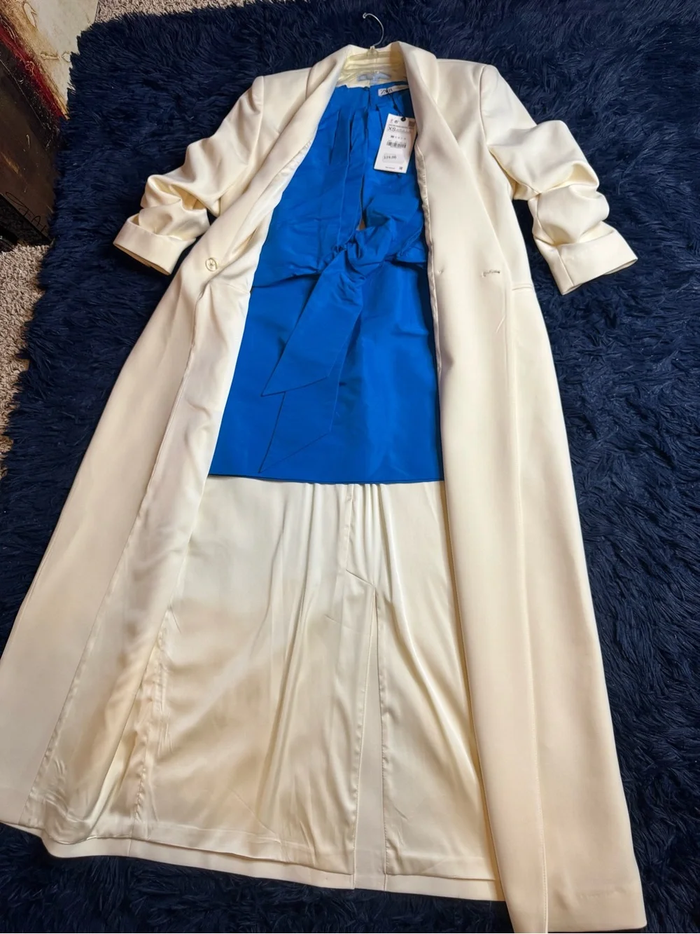 Antonio Melani X Elizabeth Damrich Cocktail Crepe Long Sleeve Full-Length Coat.